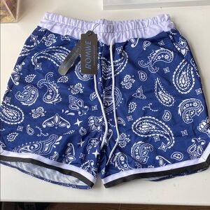 ROMWE Blue Paisley Men Shorts